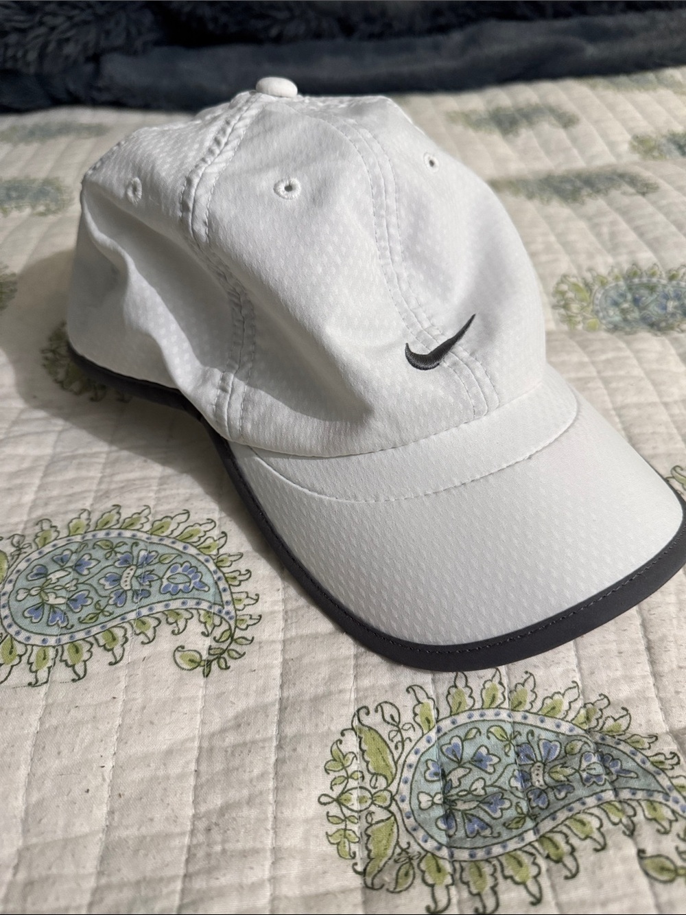 Nike White Cap with Black Swoosh and Black Brim Edge